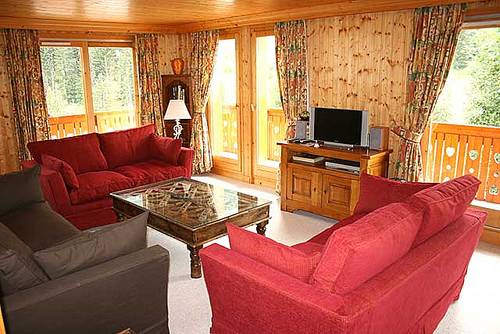 Living room of self catered rental apartment Portail, Hameau de Chaudanne, Meribel
