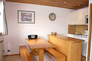 Kitchen area of self catered rental apartment Plattieres 8, Meribel Mottaret